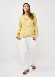 Yellow long sleeve diagonal extension shirt