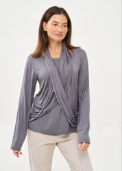 חולצה שרוול ארוך עם צעיף אפור כהה