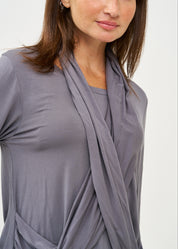 חולצה שרוול ארוך עם צעיף אפור כהה