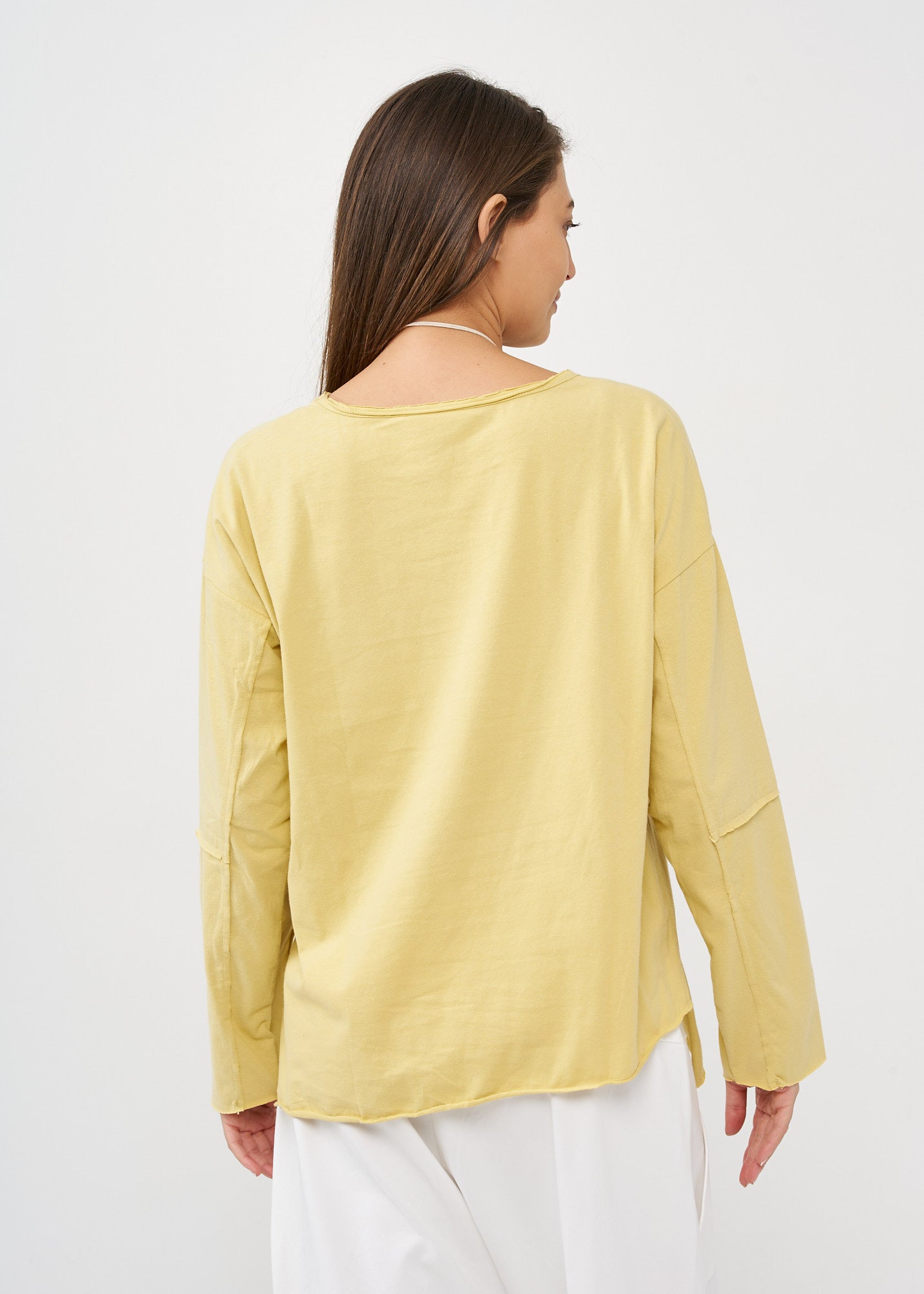 Yellow long sleeve diagonal extension shirt