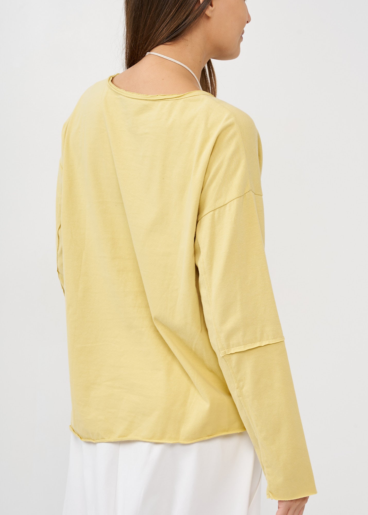 Yellow long sleeve diagonal extension shirt