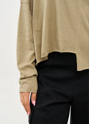 חולצה עם גולף נצנצים חום