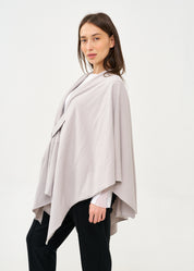 שכמייה עם סגירה אלכסונית אפור בהיר