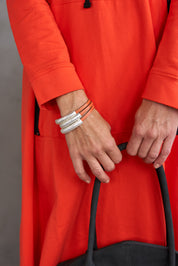 Orange tubes flat leather strap bracelet
