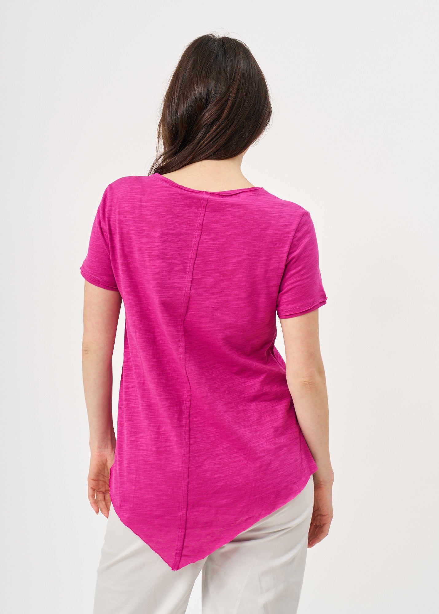 Purple V-neck triangle extension T-shirt