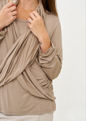 חולצה שרוול ארוך עם צעיף חום