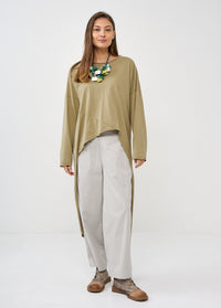 Tunic long back diagonal cuts green - 00