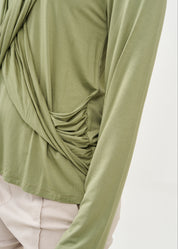 חולצה שרוול ארוך עם צעיף ירוק