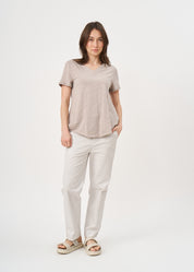 Brown V-neck triangle extension T-shirt