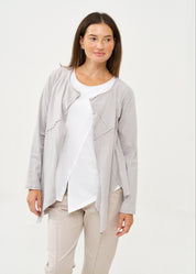 עליונית פתוחה דקה שרוול ארוך אפור בהיר