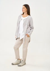 עליונית פתוחה דקה שרוול ארוך אפור בהיר