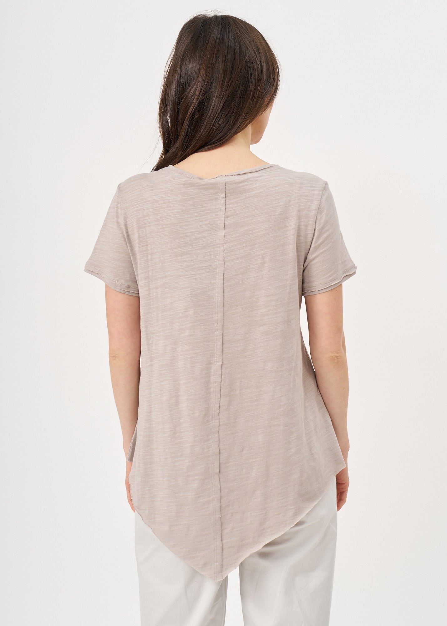 Brown V-neck triangle extension T-shirt
