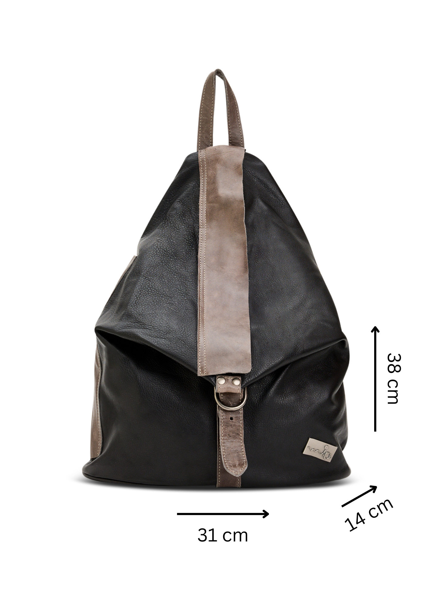 תיק גב עור משולש שילוב צבעים שחור