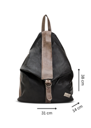 תיק גב עור משולש שילוב צבעים שחור