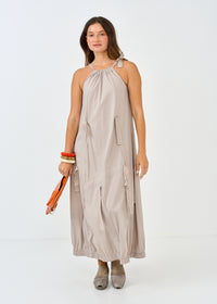 Sleeveless dress wide ribbons Stone - 00