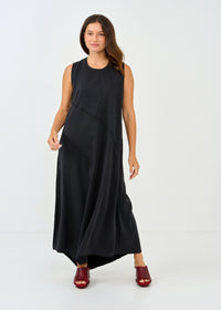 Slim denim dress with diagonal cuts, black and wash - 00