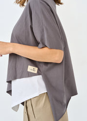 Dark gray short sleeve oversized bat shirt