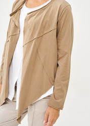 עליונית פתוחה דקה שרוול ארוך חום