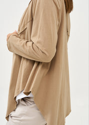 עליונית פתוחה דקה שרוול ארוך חום