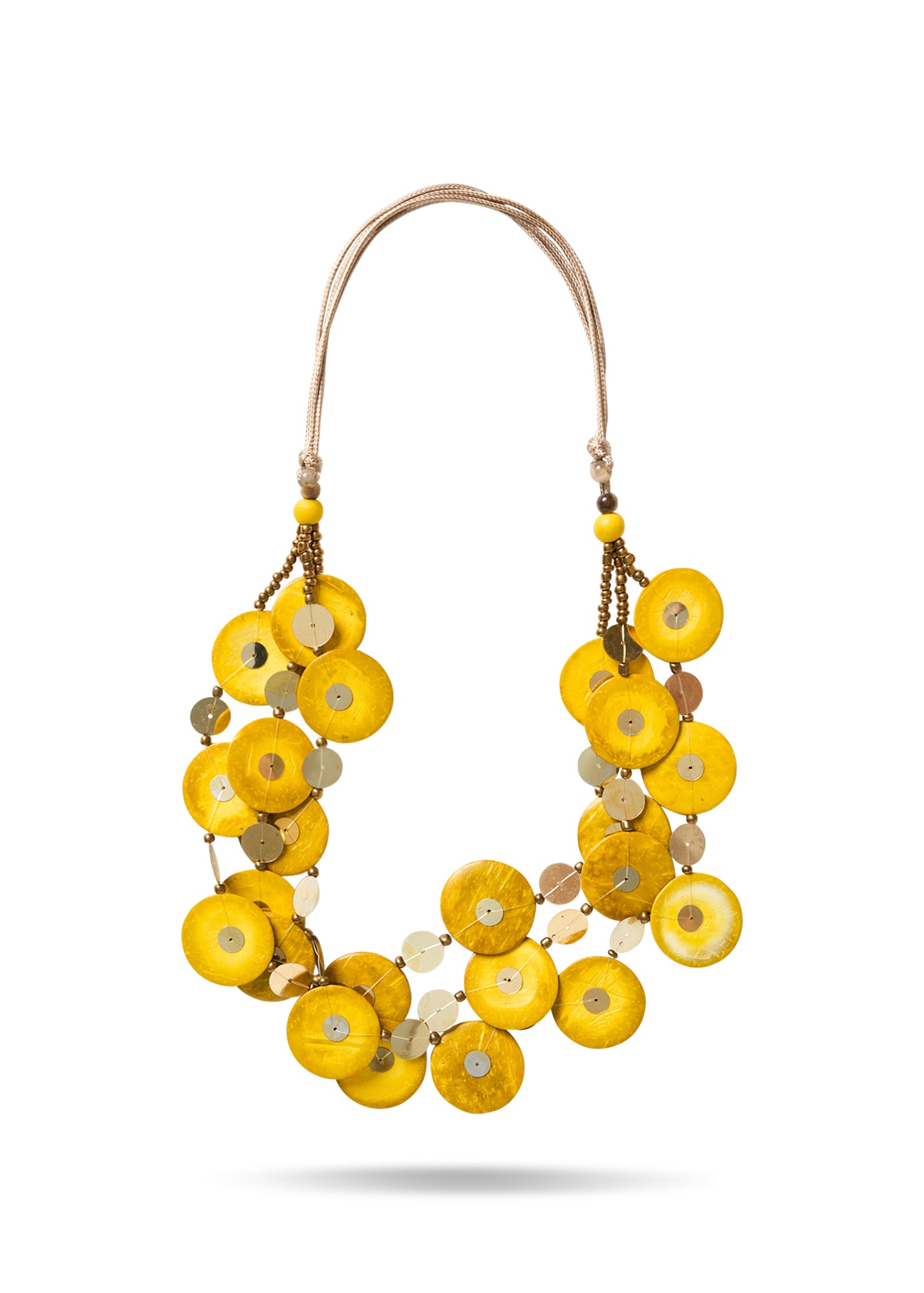 A chain of rows of circles colored yellow