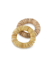 Gold flat wooden bead bracelet