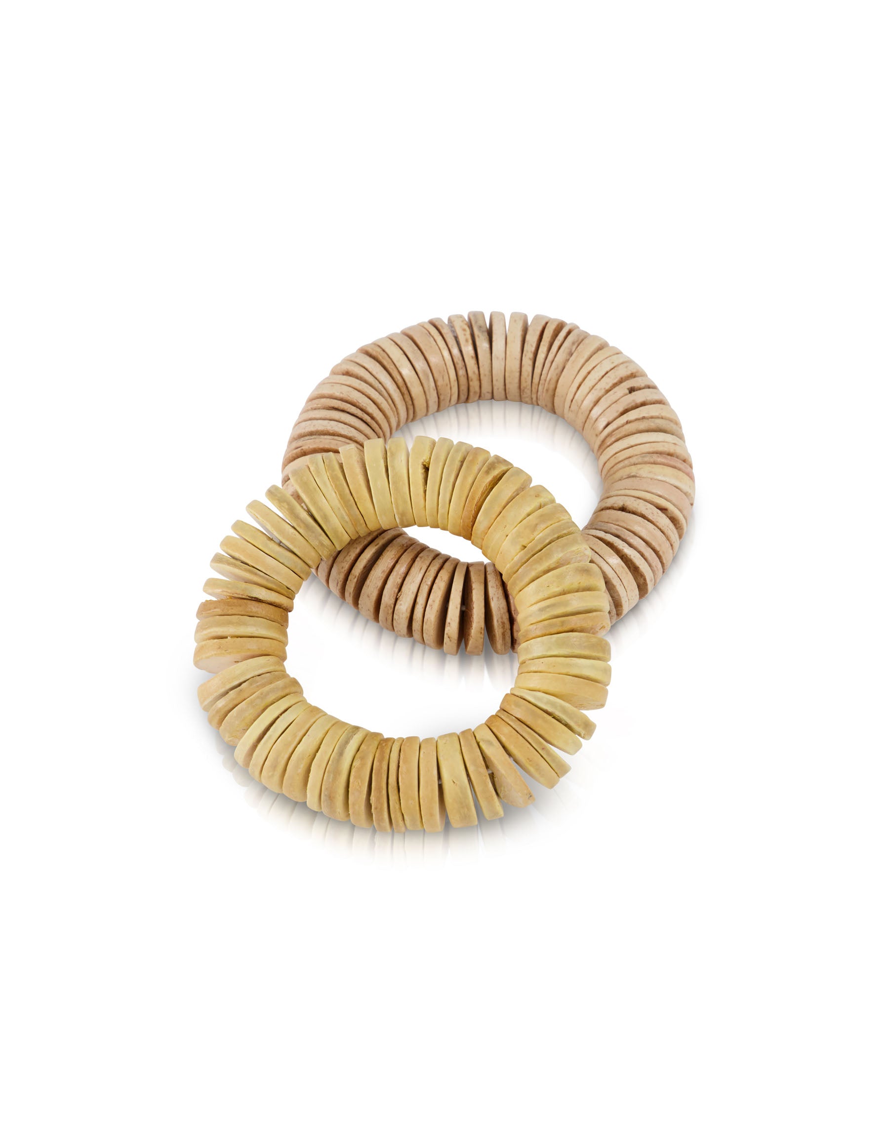 Gold flat wooden bead bracelet