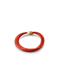 Orange smooth leather cord bracelet - 99