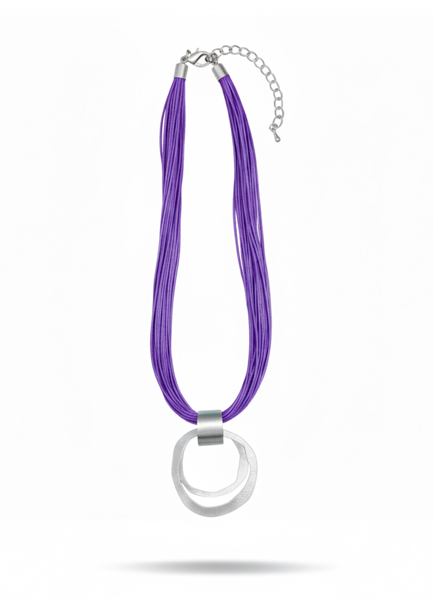 Purple wire necklace and two circle pendant