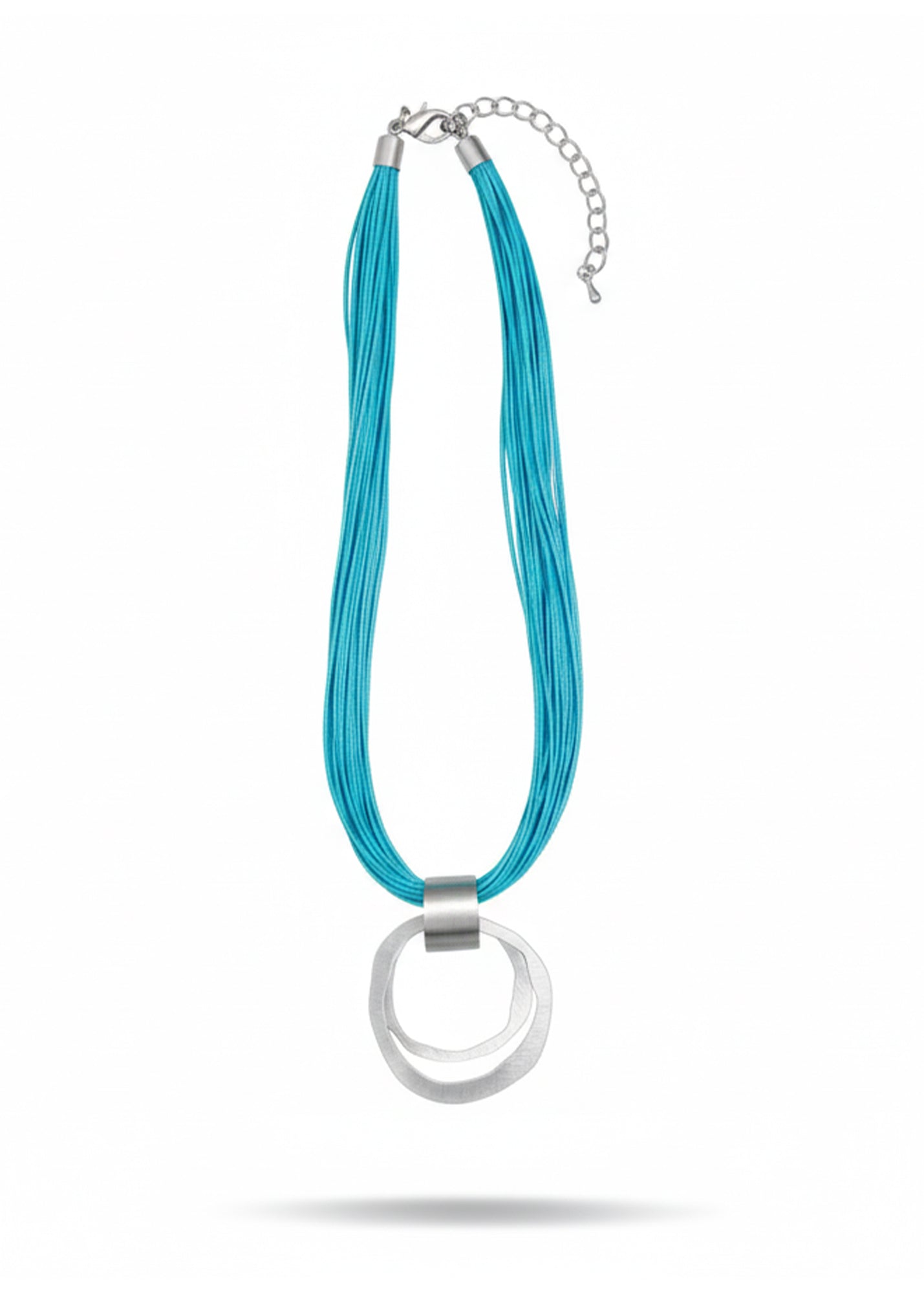 Light blue wire necklace and two circle pendant