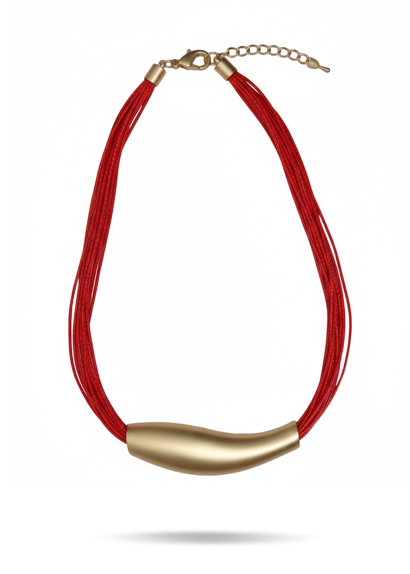 Red wave-shaped pendant wax thread necklace