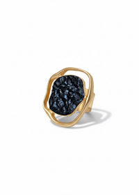 Asymmetrical element ring combined with dark blue leather - 99