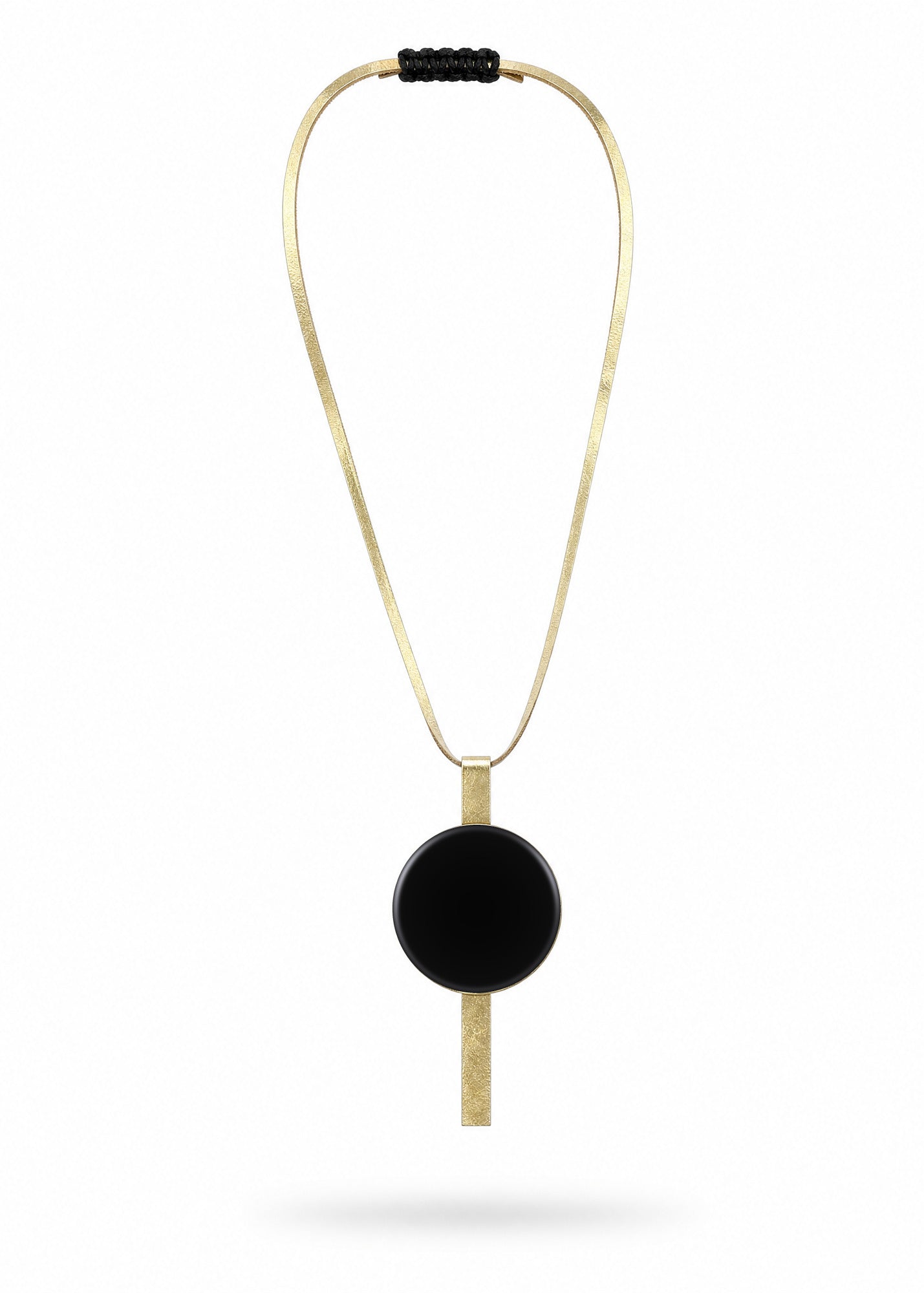 Large Black Circle Leather Necklace