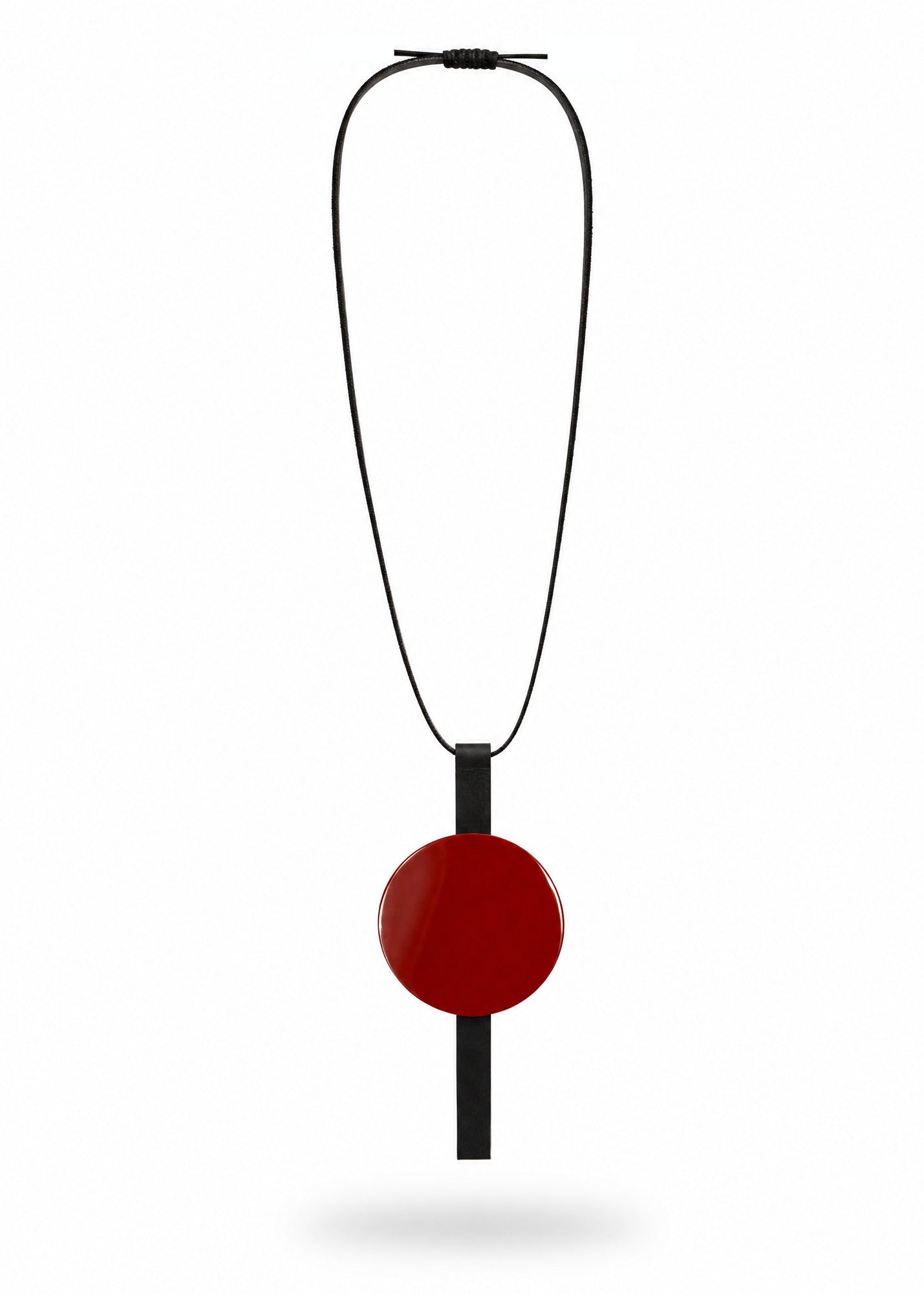 Leather necklace, large red circle