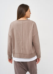 סווטשירט סיומת אסימטרית חום