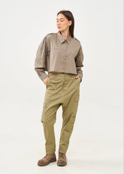 חולצה מכופתרת עם כותפת ארוכה אפור