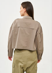 חולצה מכופתרת עם כותפת ארוכה אפור