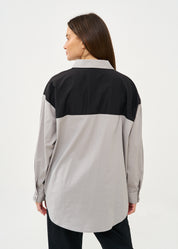 חולצה מכופתרת שילוב שני צבעים שחור