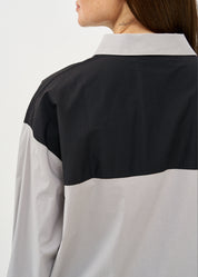 חולצה מכופתרת שילוב שני צבעים שחור