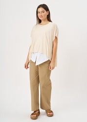 Beige slab fabric short shirt
