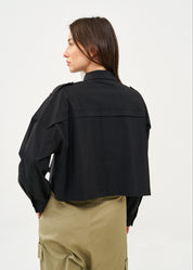 חולצה מכופתרת עם כותפת ארוכה שחור