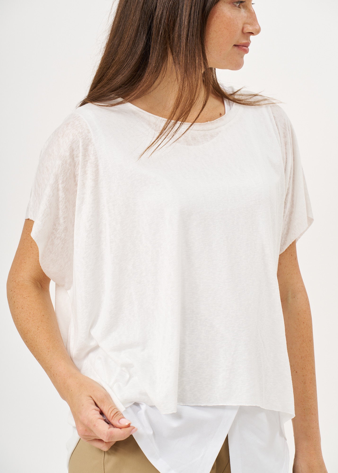 White Slab fabric short shirt