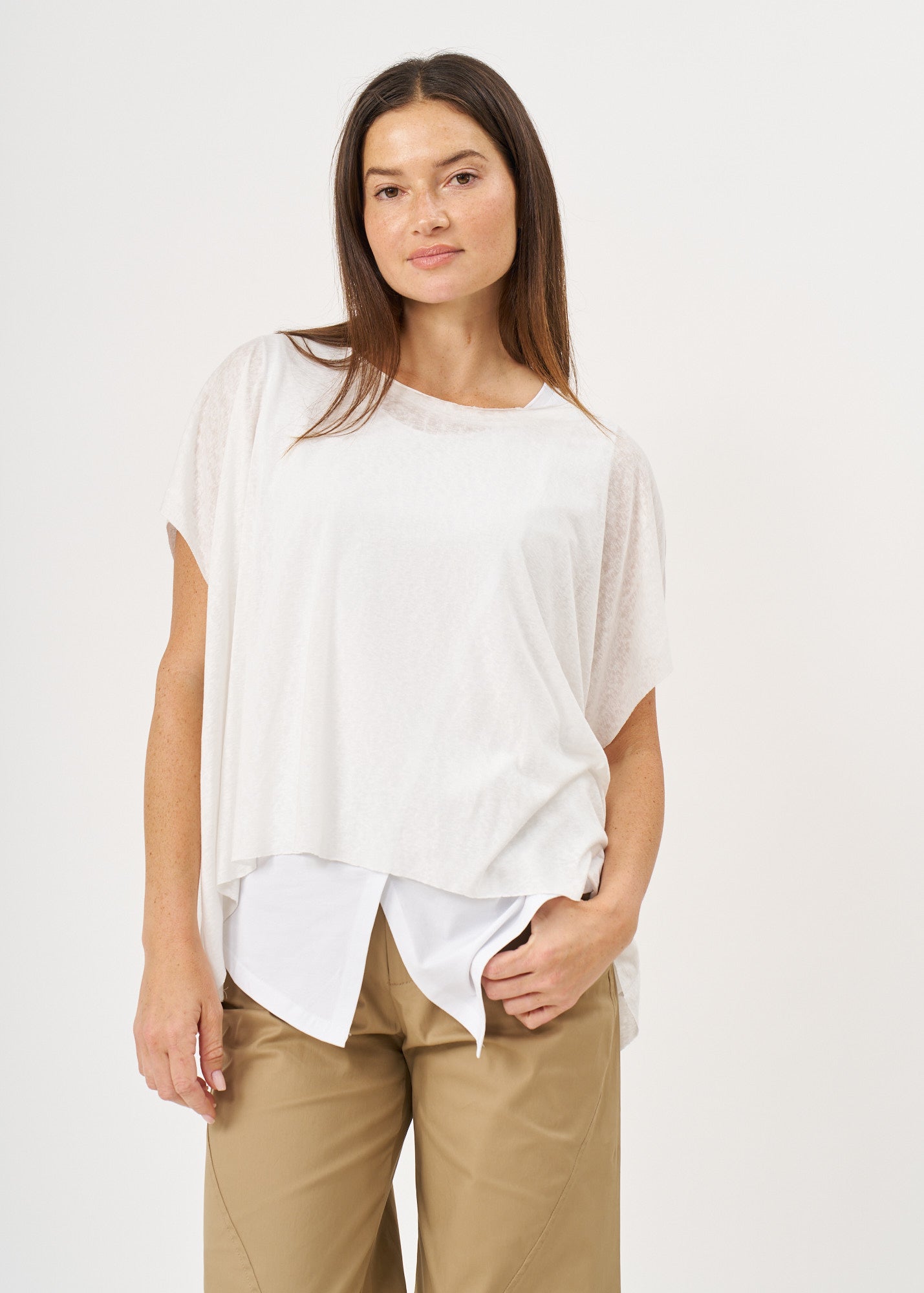 White Slab fabric short shirt
