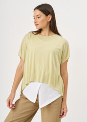 Light green slub fabric short shirt