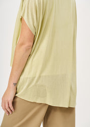 Light green slub fabric short shirt