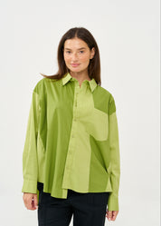 חולצה מכופתרת שילוב שני צבעים ירוק