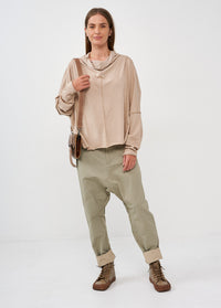 Boy cuff pants in green color combination - 00