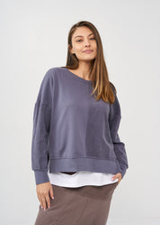 סווטשירט חצי הפוך עם ריב אפור