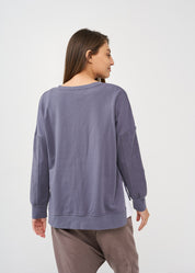 סווטשירט חצי הפוך עם ריב אפור