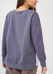 סווטשירט חצי הפוך עם ריב אפור