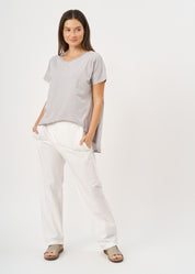 טוניקה שרוול קצר חתכים אלכסוניים אפור בהיר